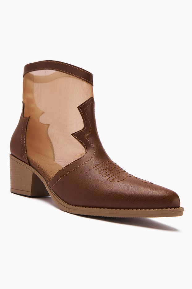 Sevala Tan Embroidered Transparent Detailed Western Women's Summer Boots Special Offer Product