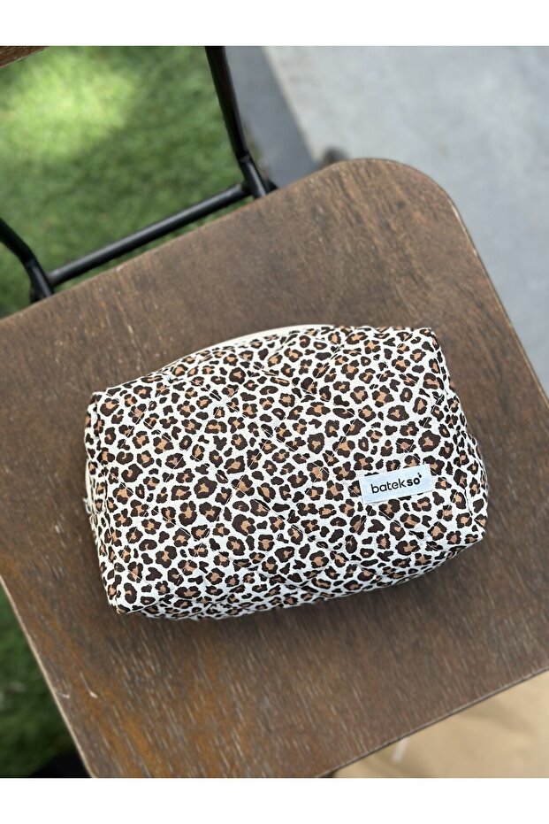 حقيبة مكياج بنقشة الفهد - حجم كبير - 8