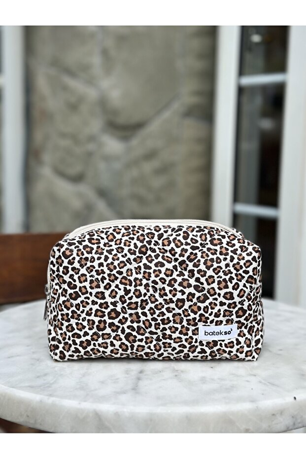حقيبة مكياج بنقشة الفهد - حجم كبير - 2