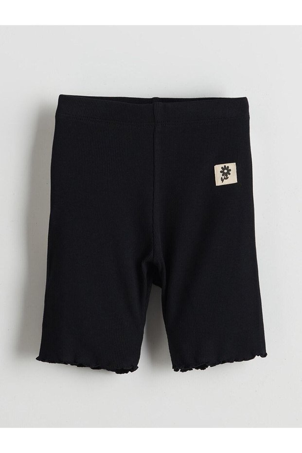 Lcw Kids Black Elastic Waist Girls Short Tights