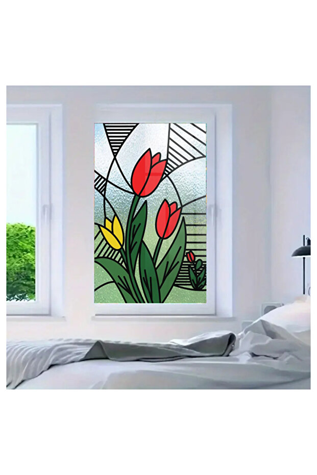 Glass Stained Glass Foil, Self Adhesive, Patterned Frosted Glass Foil 61X100 cm
