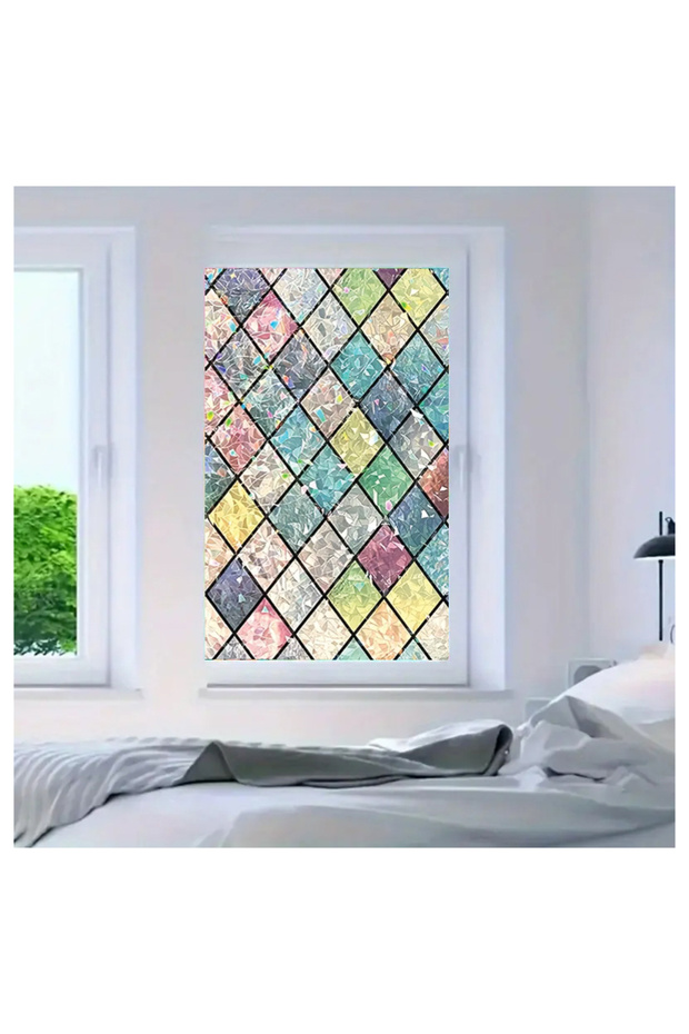 Glass Stained Glass Foil, Self Adhesive, Patterned Frosted Glass Foil 61X100 cm