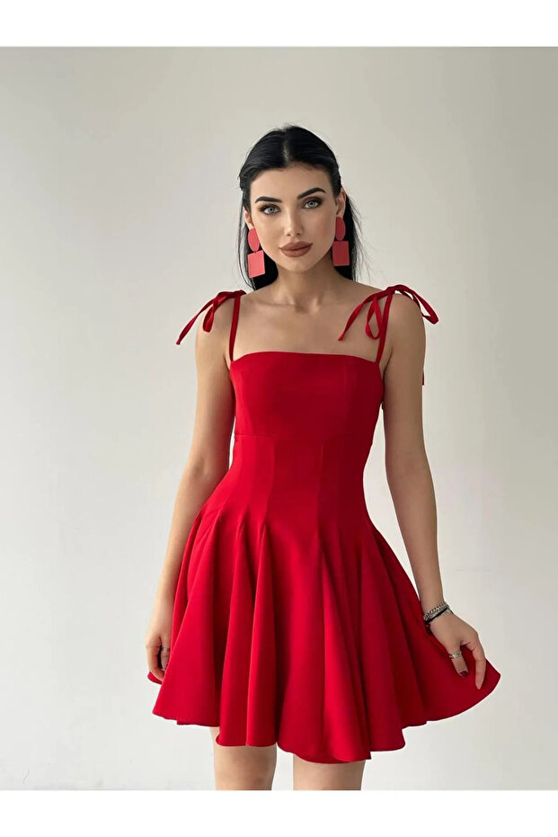 Askılı mini elbise - 3