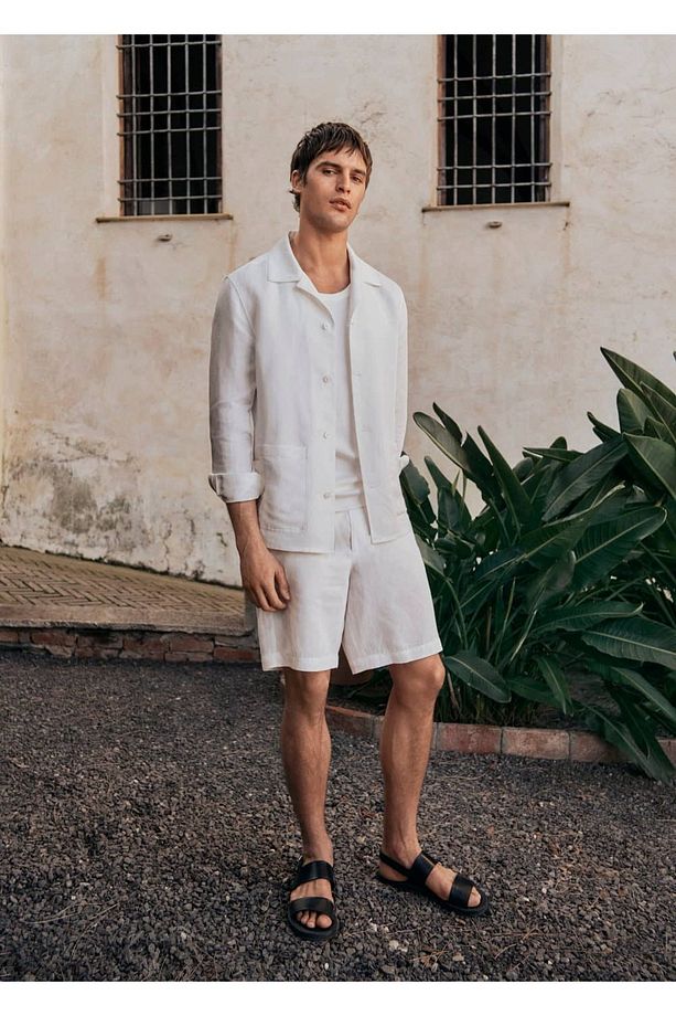 Slim Fit Lyocell Keten Bermuda Şort - 5