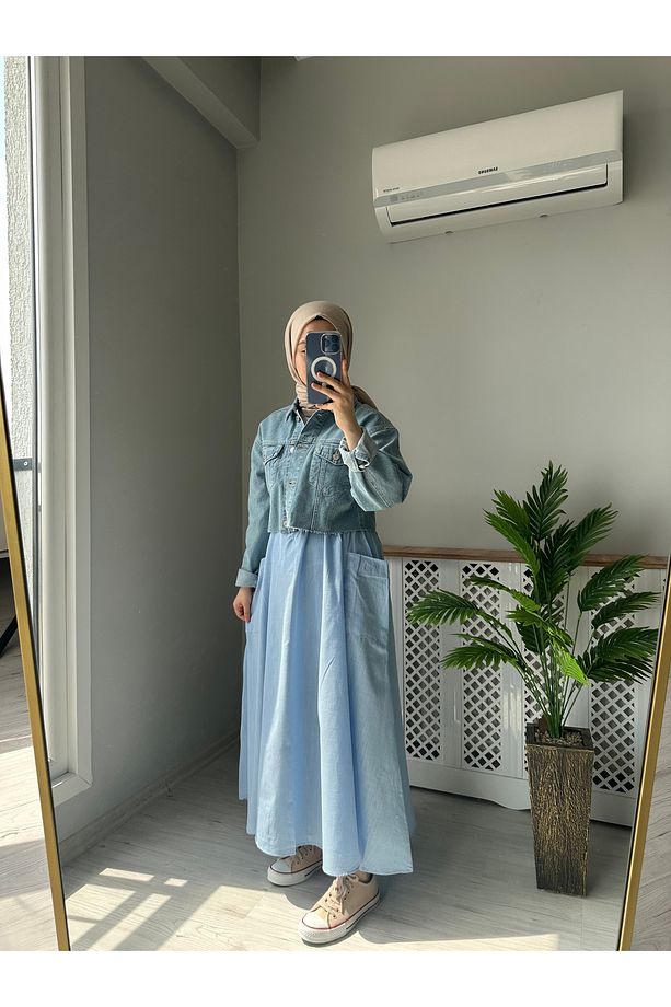 Cepli poplin etek - 2