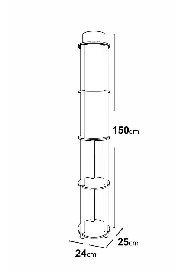 Messer Dor Ceviz Raflı Modern Lambader Ayaklı Dekoratif Abajur Modern Aydınlatma - 5