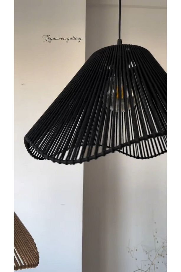 LUMİNART Rustik Tarz Bohem avize Makrome avize Salon avize Yatak Odası Avize Rattan Avize - 3