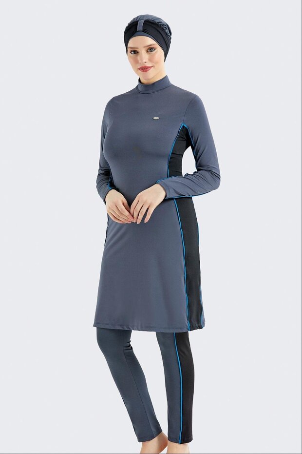 Full Covered 3-Piece Hijab Swimsuit C12052 Smoked