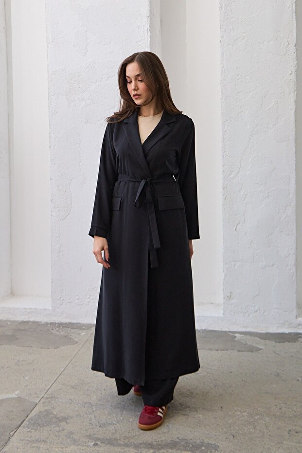 Uzun Ceket Siyah - 6