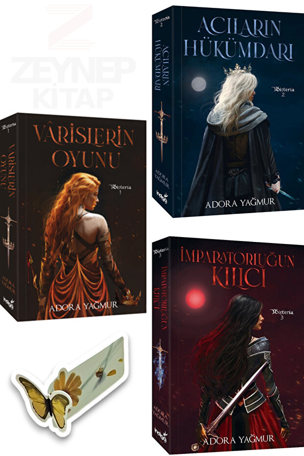 Wisteria 3 Kitap Set(KARTON KAPAK)Özel Tasarım Kelebek Ayraç Hediye