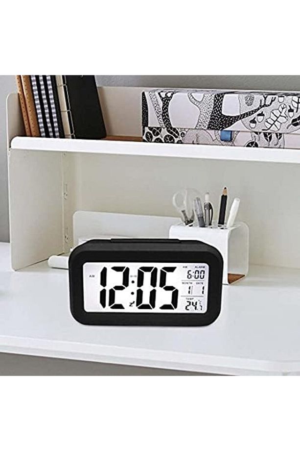 htsp LCD Dijital Alarmlı, Gece Görüşlü Masa Saati, Termometreli Çalar Saat şmd al 1122015 - 2