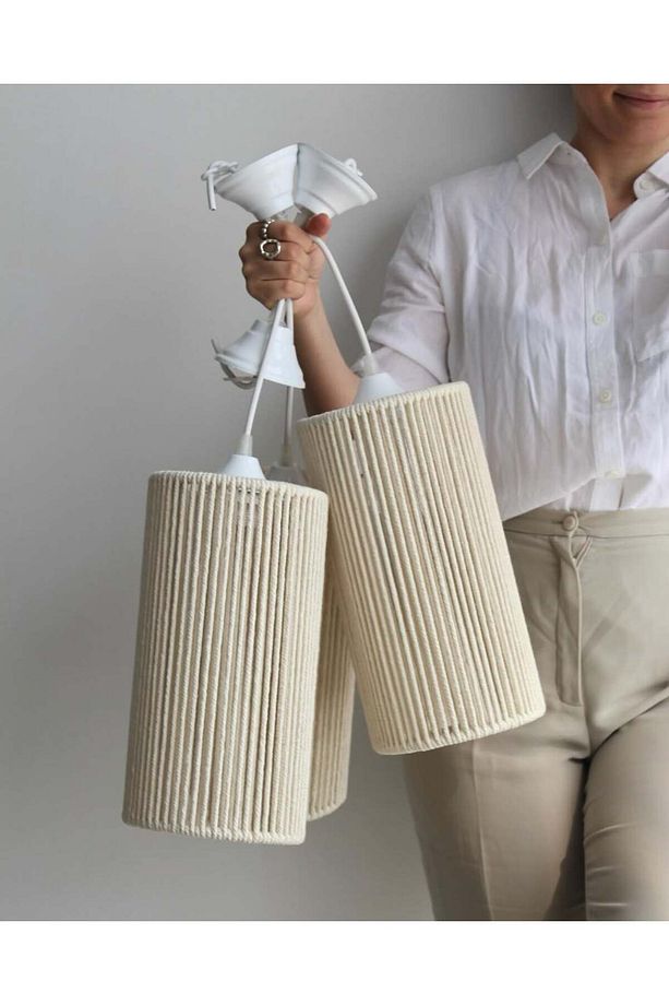 LUMİNART Rustik Tarz Bohem avize Makrome avize Salon avize Yatak Odası Avize Rattan Avize - 2