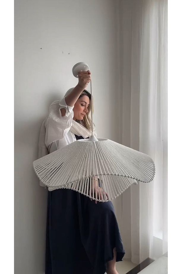 LUMİNART Rustik Tarz Bohem avize Makrome avize Salon avize Yatak Odası Avize Rattan Avize - 5
