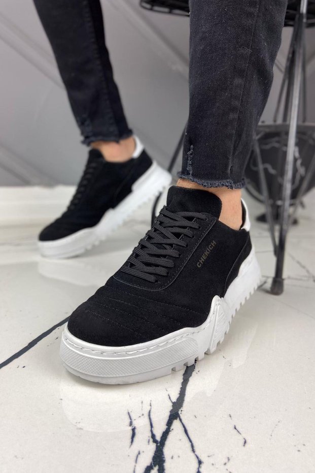 Lace-up Men's Sports Shoes Black White