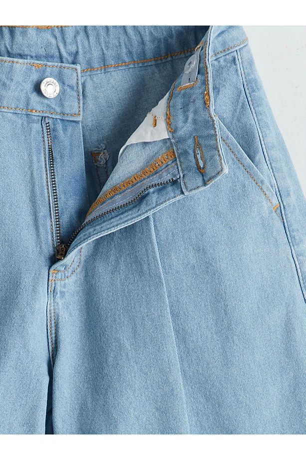 LCW Kids Indigo Beli Ayarlanabilir Lastikli Kız Çocuk Jean Şort - 3