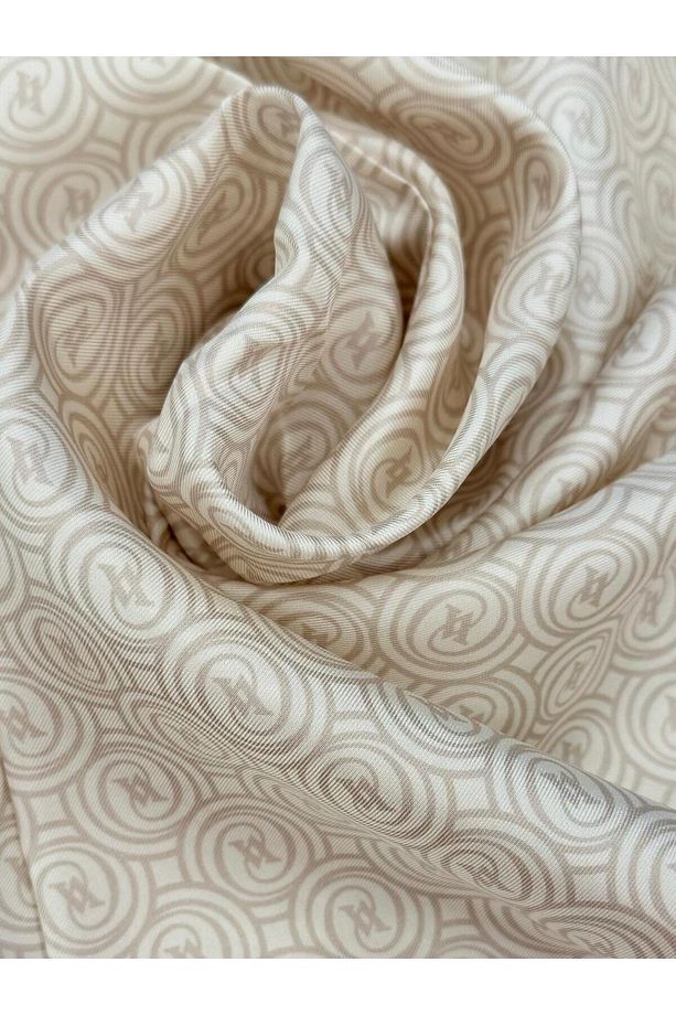 Tivil Monogram Ipek Eşarp 41408-ekru - 2