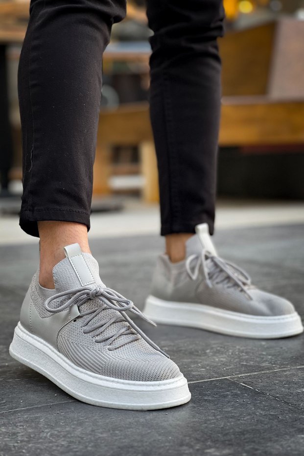 Lace Detailed Knitwear Fabric Men's Sports Shoes Anthracite