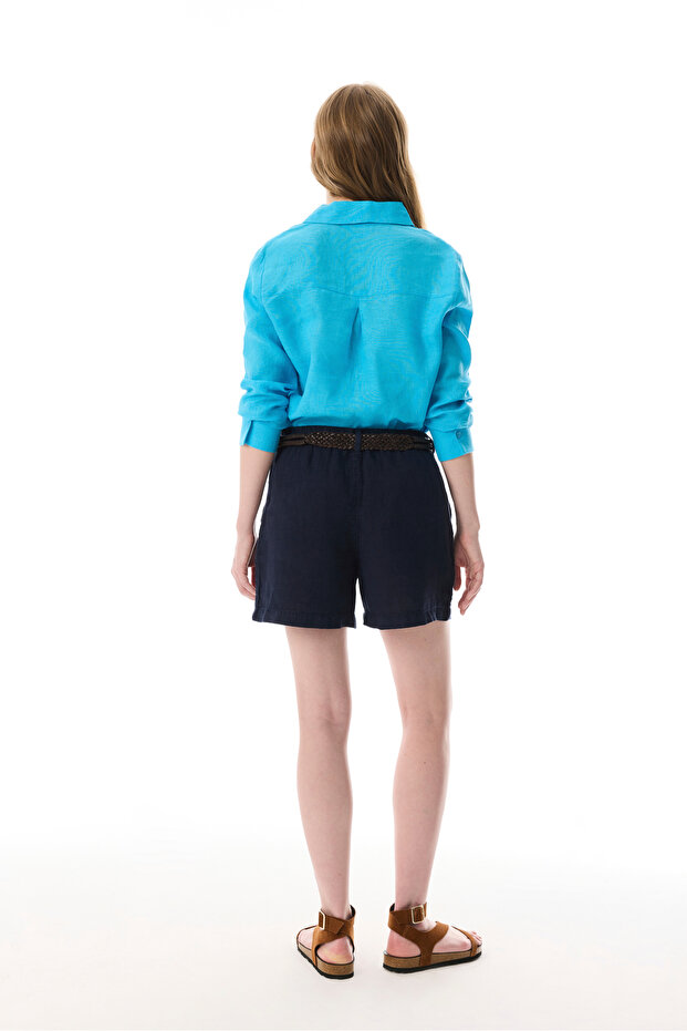 REGULAR FIT KETEN KISA ŞORT - 2