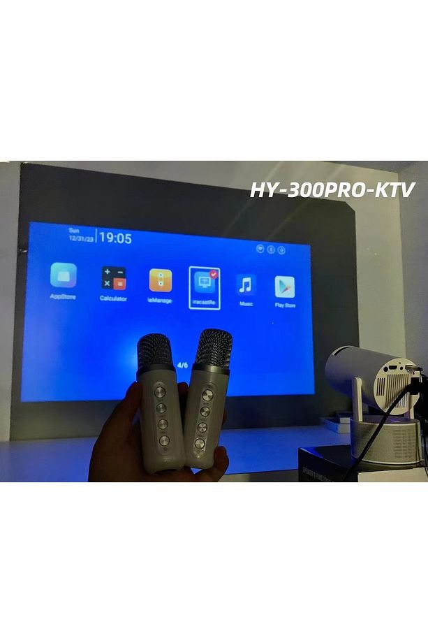 HY300 Pro KTV Karaoke mikrofon hoparlör sinema, oyun ve ev için taşınabilir LCD akıllı projektör. - 6