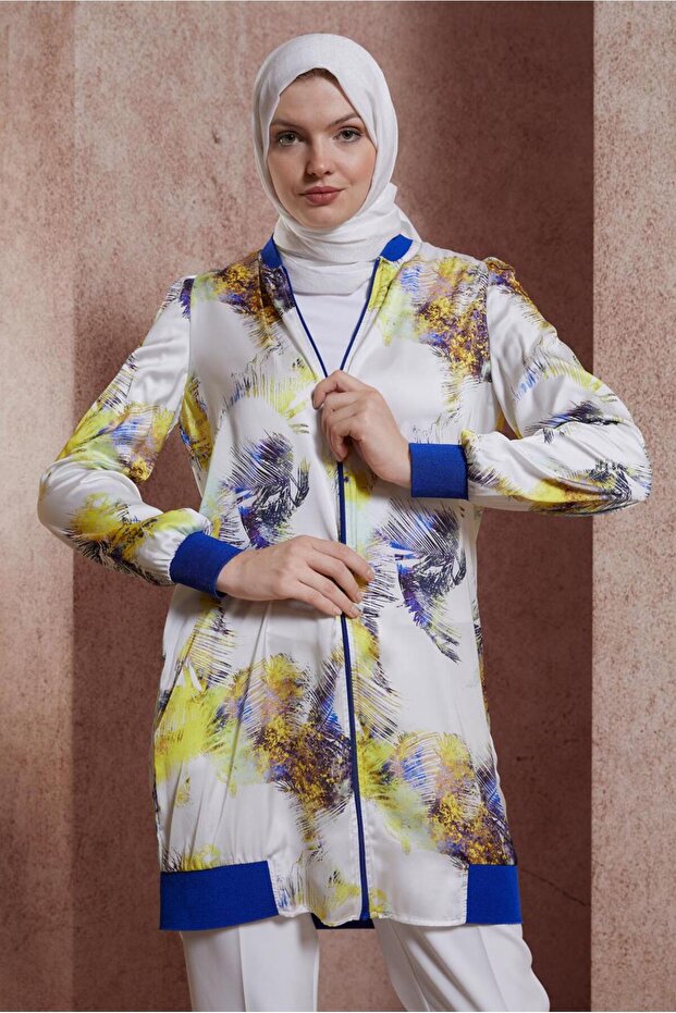 44571 نموذج سترة من الشيفون الساتان منقوشة - 1