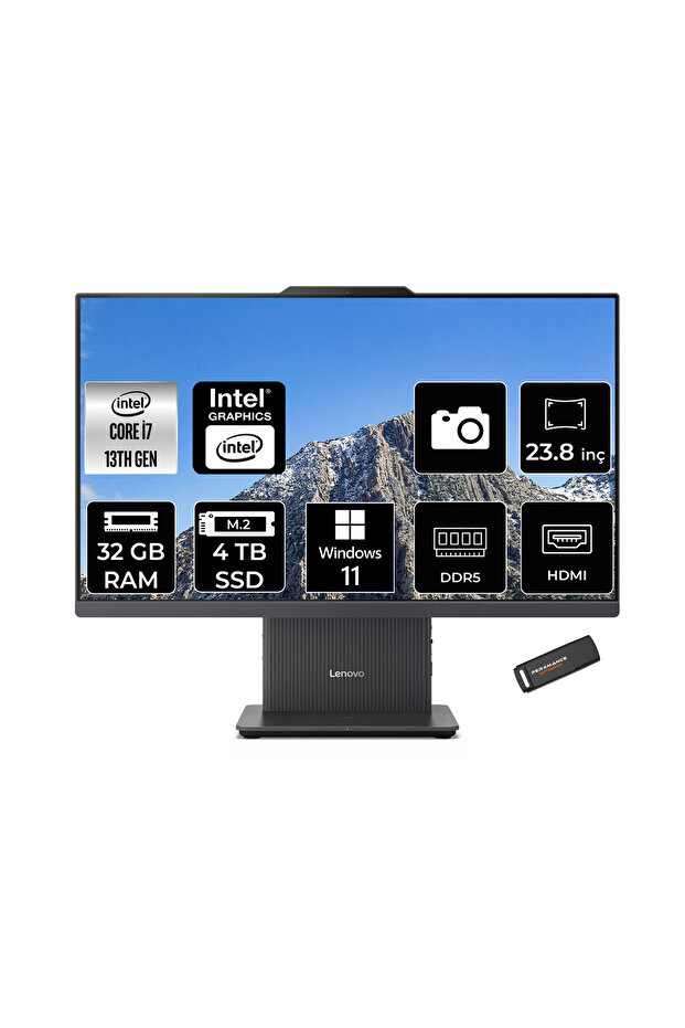 IdeaCentre 24IRH9 i7 13620H 32GB DDR5 4TB SSD 23.8" FHD IPS W11H Siyah All in One PC & PER4 - 1
