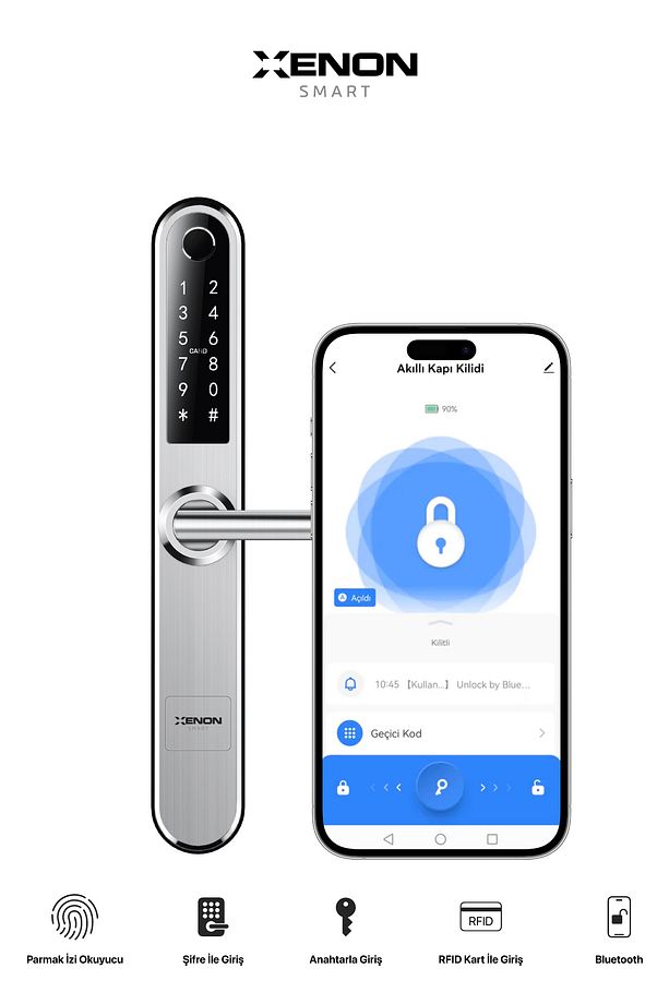 Akıllı Kapı Kilidi Mobil App Parmak Izi Şifre Rfıd Wi-fi Google Home & Alexa Kontrollü Kilit X8057 - 4