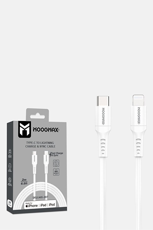 Mx-207 Type C To Lightning Charge And Sync Cable, White - 2