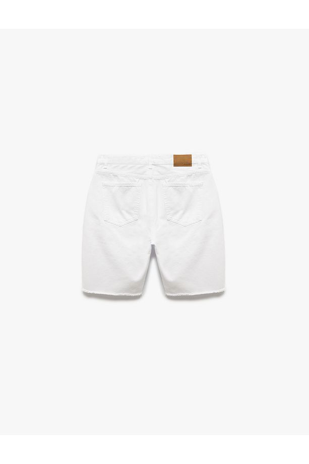 Normal Bel Pamuklu Bermuda Oversize Jean Şort - 4
