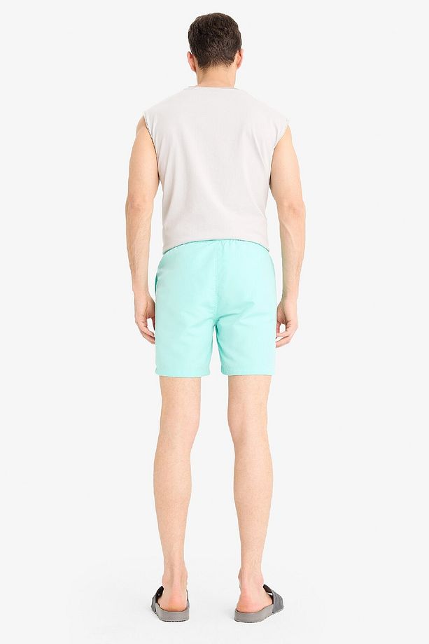 Regular Fit Kısa Boy Cepli File Astarlı Beli Bağcıklı Düz Hafif Kumaş Deniz Şortu E5133axns - 7