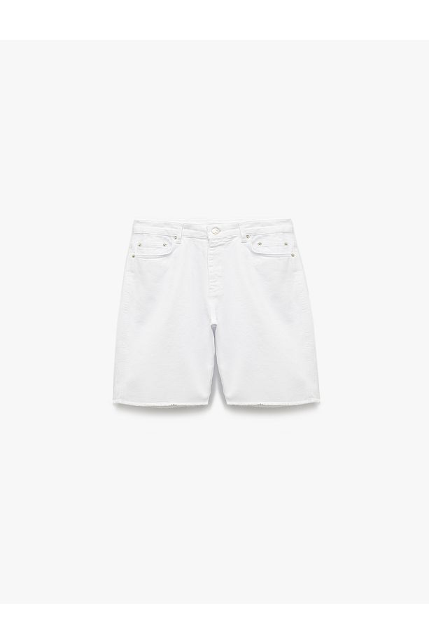 Normal Bel Pamuklu Bermuda Oversize Jean Şort - 3