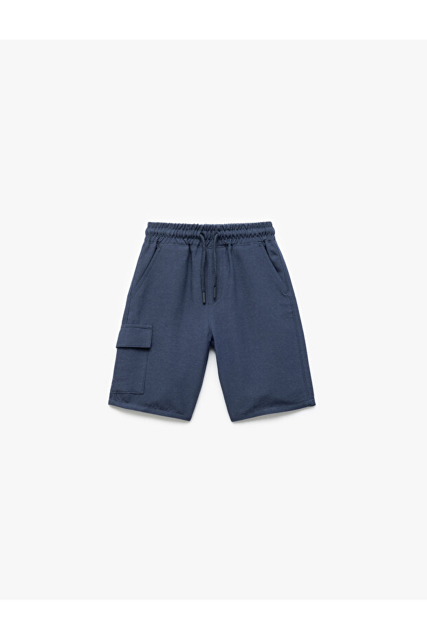 Linen and Viscose Blended Cargo Shorts with Pocket Detail and Tie Waist