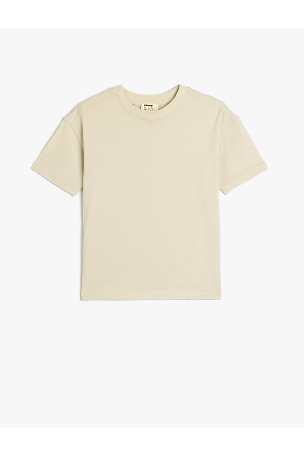 Basic Oversize Tişört Kısa Kollu Bisiklet Yaka Pamuklu - 1
