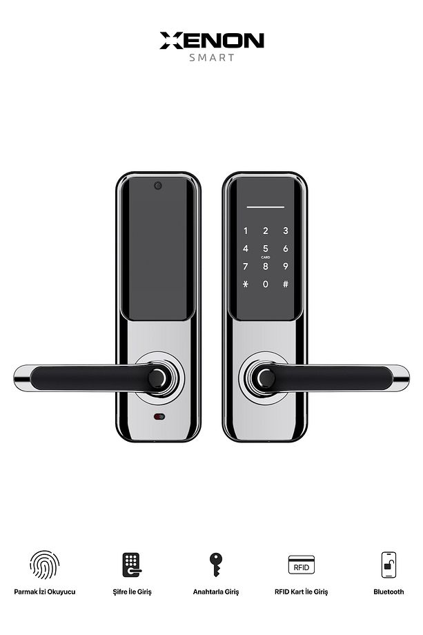 Akıllı Kapı Kilidi Mobil App Parmak Izi Şifre Rfıd Wi-fi Google Home & Alexa Kontrollü Kilit X8051 - 3
