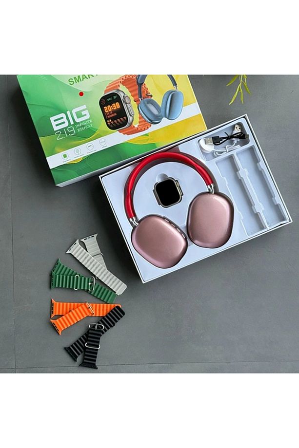 H27 Ultra 3 Akıllı Saat 2,19 Ekran Nfc Gps, Bluetooth Kulaklık ve 4 Kordon Hediyeli Kombinasyon Set - 1