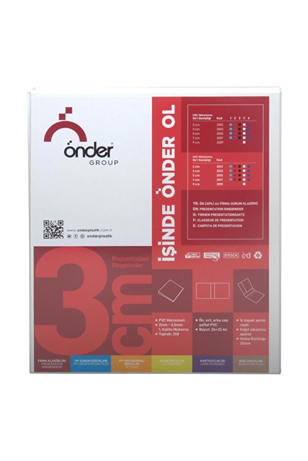 2-Ring Folder with Pvc Pockets 3 cm - White - 2