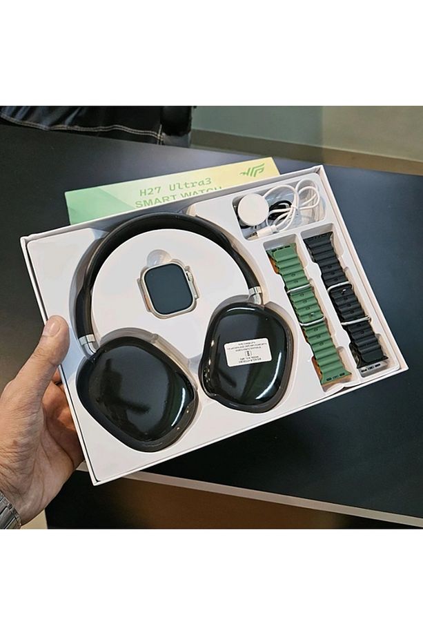 H27 Ultra 3 Akıllı Saat 2,19 Ekran Nfc Gps, Bluetooth Kulaklık ve 4 Kordon Hediyeli Kombinasyon Set - 2