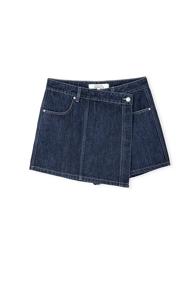 Cepli anvelop denim şort etek - 3