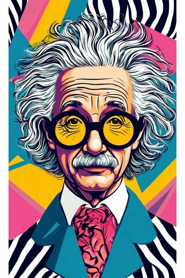 Albert Einstein Dekoratif Kaymaz Pamuk Taban Halı - 3