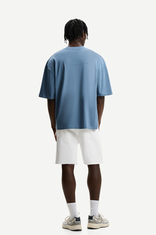 Distressed denim bermuda şort - 3