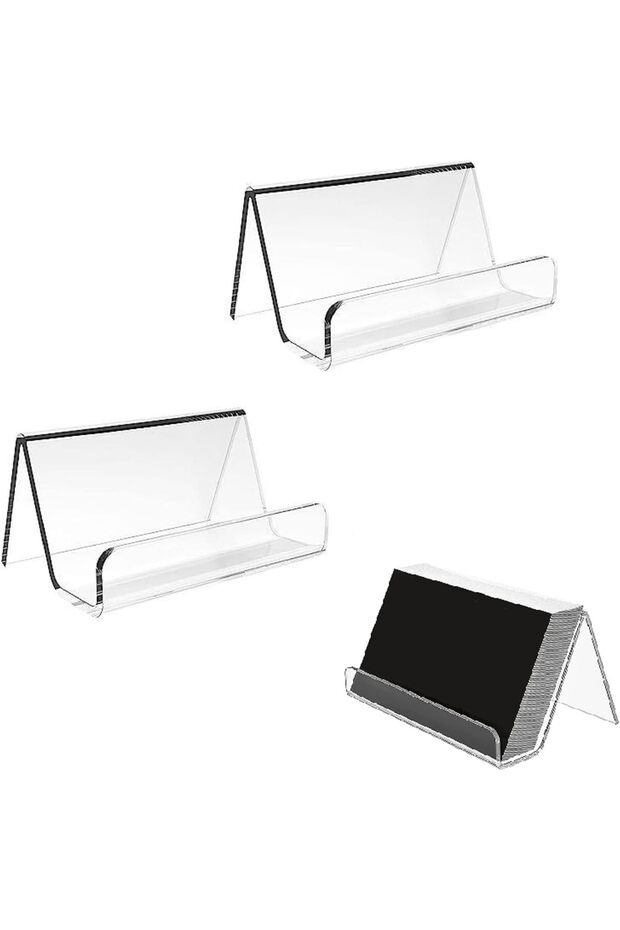 2-Pack Acrylic Business Card Holder, Clear Desk Stand for Office Display