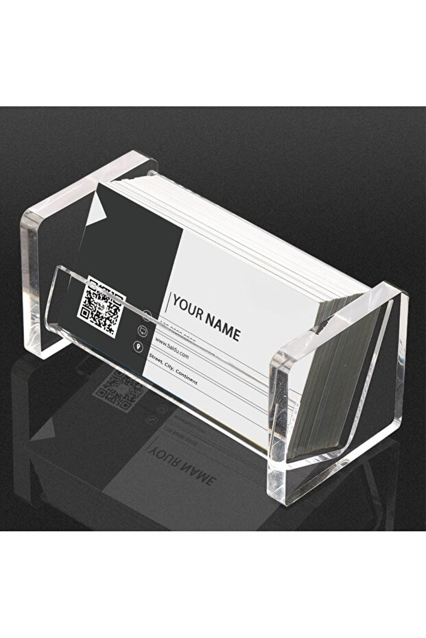 Acrylic Business Card Holder, Clear Vertical Desktop Organizer Stand for Office (1 Pack)