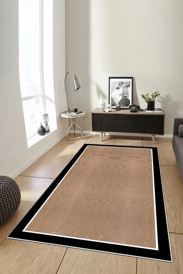 Salon Halısı Geometrik İskandinav Eskitmeli Dijital Baskı Yıkanabilir Kaymaz Taban 9019SALONHULYA - 1