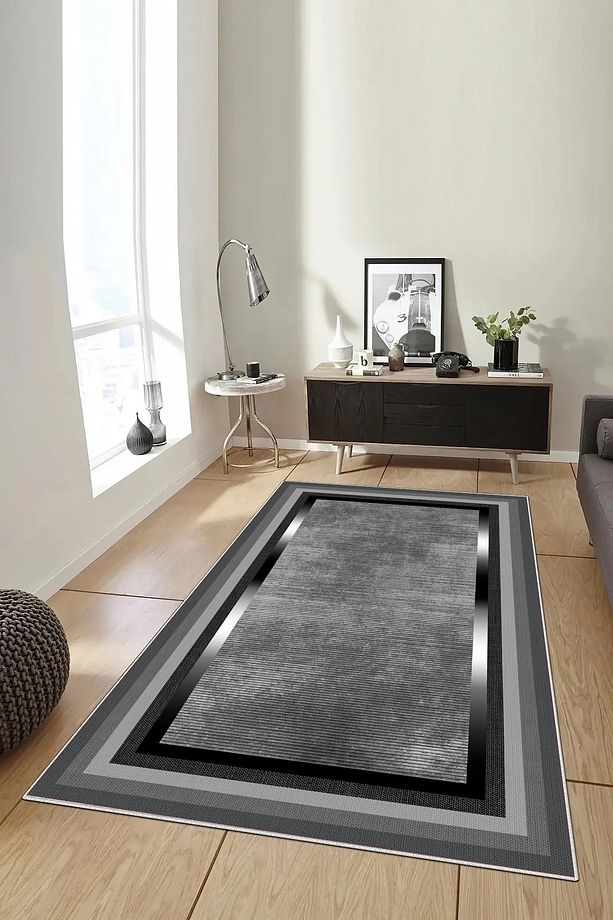 Salon Halısı Geometrik İskandinav Eskitmeli Dijital Baskı Yıkanabilir Kaymaz Taban 9022SALONHULYA - 1