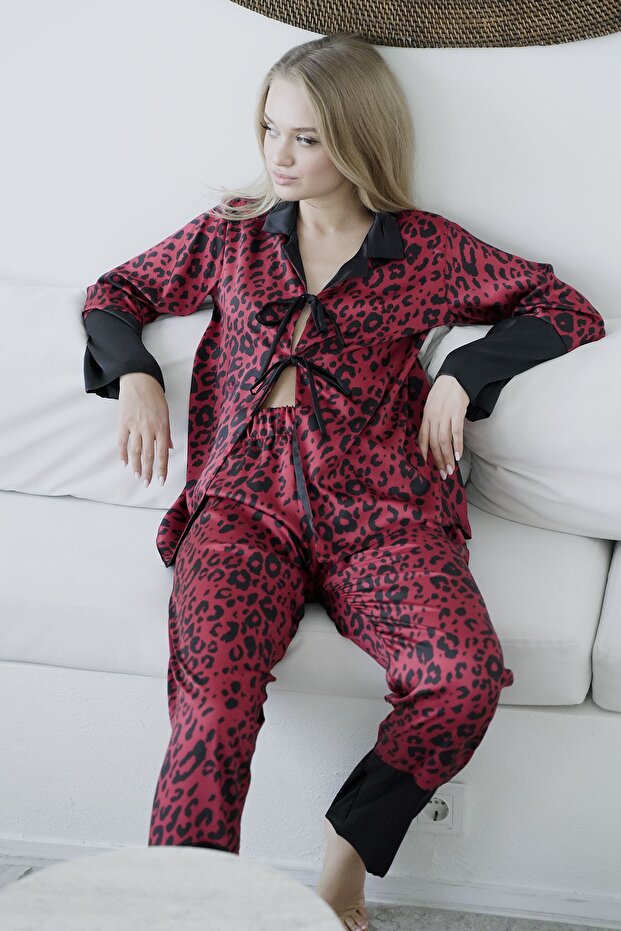 KIRMIZI LEOPAR PİJAMA TAKIMI - 1
