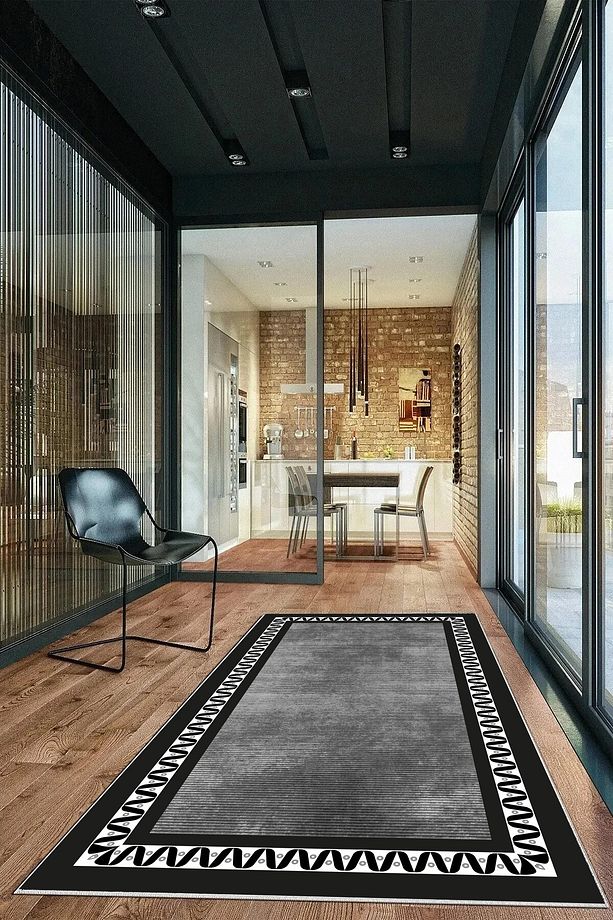 Salon Halısı Geometrik İskandinav Eskitmeli Dijital Baskı Yıkanabilir Kaymaz Taban 9004SALONHULYA - 3