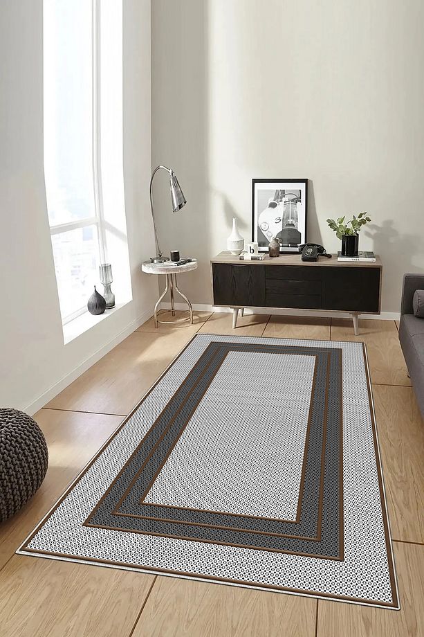 Salon Halısı Geometrik İskandinav Eskitmeli Dijital Baskı Yıkanabilir Kaymaz Taban 9011SALONHULYA - 2