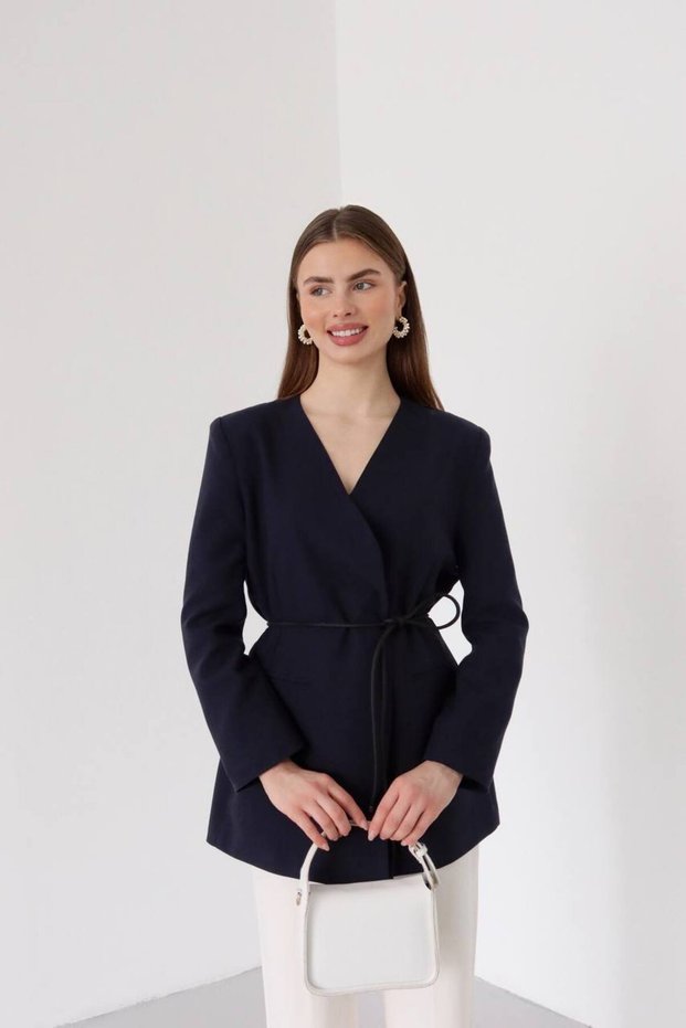 kadın bel bağlamalı blazer ceket