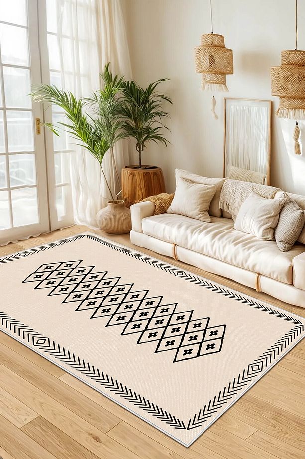 Makinede yıkanabilir kaymaz taban leke tutmaz mutfak halısı salon halısı ve yolluk/8161 Dikdörtgen - 2