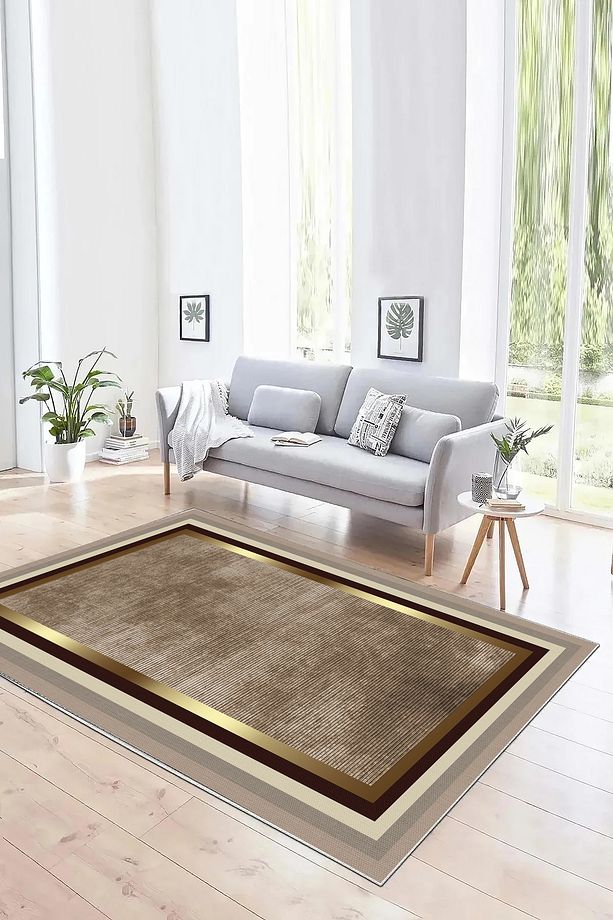 Salon Halısı Geometrik İskandinav Eskitmeli Dijital Baskı Yıkanabilir Kaymaz Taban 9022SALONHULYA - 2