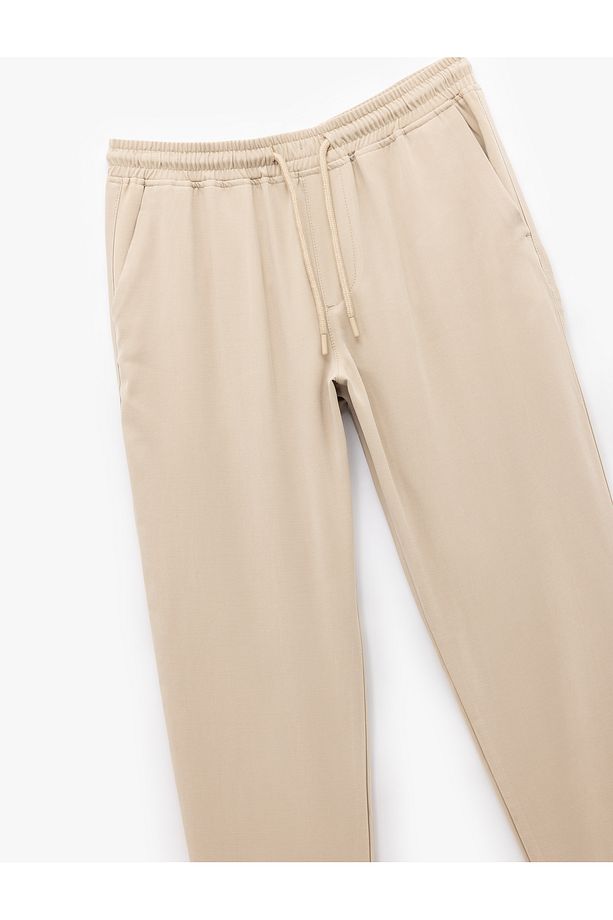 Viskon Cep Detaylı Rayon Tapered Beli Bağcıklı Yazlık Pantolon - 3